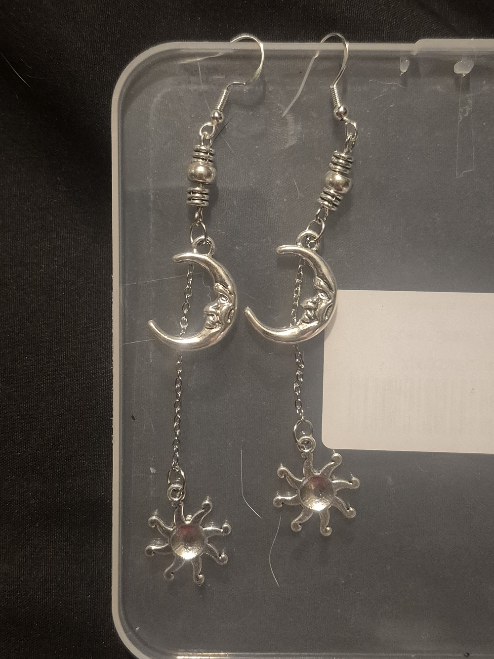 Silver Moon & Sun Dangle Earrings